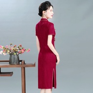 College Entrance Examination Cheongsam Cheongsam Cheongsam Better High-End Chinese Short-Sleeved Dress Mother's Dress