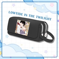 (FREE HOLOGRAM PEN BOX) White canvas zipper pen box with LOW TIDE IN TWILIGHT Night by the water boy