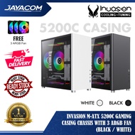 Invasion M-ATX 5200C Gaming Casing Chassis With 3 ARGB Fan - Black/White