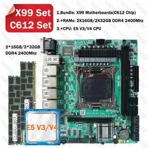 C612 Nas Motherboard DIY Kit Processor LGA2011-3 E5 V3/V4 CPU 2*16GB/2*32GB DDR4 ECC RAM Support 6x2