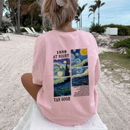 เสื้อยืดแขนสั้นคอกลมพิมพ์ลาย สบายๆ สำหรับเด็กผู้หญิงและเด็กเล็กในฤดูร้อน - เสื้อยืดสีสันฟ้าดาว แฟนตา