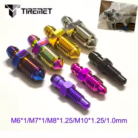 Tiremet M6 M7 M8x1.25 10x1.0/1.25 Pitch Motorcycle Brake Caliper Bleed Nipple Titanium Bolts Screw F