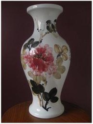 早期金門瓷器手工彩繪花鳥厚胎大花瓶