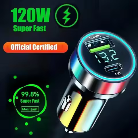 120W Fast Car Charger 2 Port USB for iPhone 15 14 13 Samsung S23 S22 QC3 0 Quick Charge Dual Device