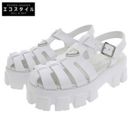 Prada Monolith Rubber Sandals, Women's, White, Size 38, Excellent Condition, 1X853M