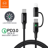 Mcdodo USB C Cable TO Type-C +iPhone lightning Cable  2 in 1 PD 60W For iphone 11 12 13 pro max  iPhone X 8 Plus XR XS MAX  Fast Charging Cable For Samsung  huawei Mate 20 Pro P30 Pro Xiaomi Charger Data Cord