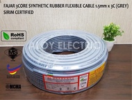 1.5MM FAJAR 3 CORE PVC FLEXIBLE CABLE x 3C (GREY) SIRIM CERTIFIED - 90M