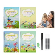 4 Book Magic Children 3D Copybook For Calligraphy Number English Handwriting Books Learning Math Wri