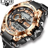 Lige Dual Display Electronic Quartz Watch Luminous Watch Waterproof Watch