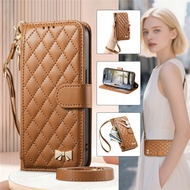 Xiaomi POCO C85 C71 C75 C61 C65 C55 C51 4G Wallet Phone Case Leather Lingge Sparkling Bow Flower Lux