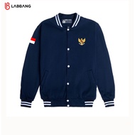 LABBANG Jacket Varsity Baseball Kancing Merah Polos Garuda Pria Wanita