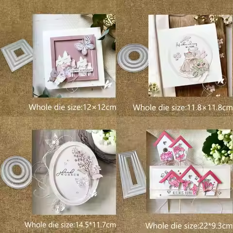 New Design Craft Metal stencil mold Cutting Dies 4 kinds shapes frame square scrapbook die cuts Albu