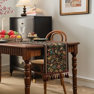 Chinese Style Vintage Table Runner Jacquard Tassel Living Room Bed Tail Coffee Dining Table Decorati