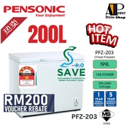 (NUR @ PETRA)  Pensonic Chest Freezer  PFZ-202/PFZ-203 / PFZ-303 (NET 200 liter/ 300L )