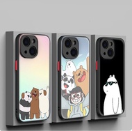 for iPhone 12 13 Plus 14 15 Pro Max dull polish Protective lens soft Case K245 Cute we bare bears