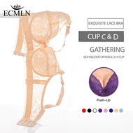 ECMLN Women's Sexy Exquisite Lace Push Up Bra Thin Pads Steel Ring  Bra Plus Size 36-46 C/D/E Cup Un