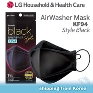 LG Health Care AirWasher Style Black KF94 Mask, 3D structure, Disposable, Individual packing, Made in Korea