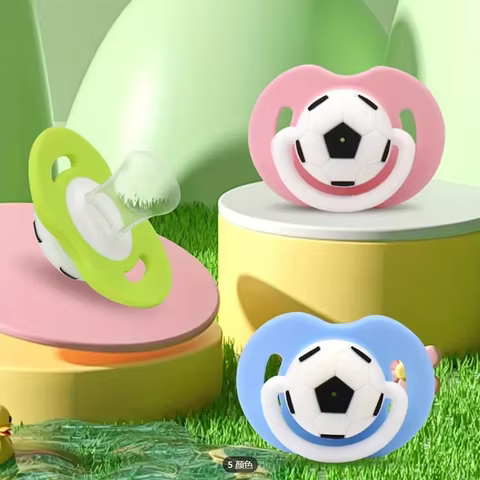 1/2/4 Pcs Soccer-shape Soft Silicone Baby Pacifier Soother, Baby Shower Gift