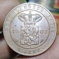 Uang koin kuno benggol 1 cent tahun 1907 tp1599