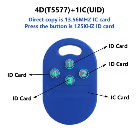 1pcs/Lot RFID Multiple Key Fob 5 in 1 125khz T5577 EM ID writable IC 13.56Mhz 1k S50 UID changeable 