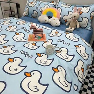 Cartoon 4 In1 Bedding Sets Kids Girls Cotton Comforter Quilt Cover Bed Sheet Cover Flat Mattress Protector Bedsheet Set with Pillowcases Single Queen King Size