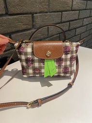 Longchamp龍驤 mini迷你小包田園風 單柄印花洋薊綠 手拿包 手提袋 斜挎包 單肩包 通勤 生日禮物 節日 情人節 Crossbody bag shoulder bag commuting 