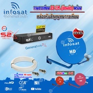 ชุดจานดาวเทียม INFOSAT 35CM. ยึดผนัง (เลือกสีจานได้) + PSI S2X HD (บอร์ดสีฟ้า) พร้อมสาย RG6 ยาวตามชุ