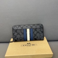 （现货） ♞(1:1) Coach Men's Wallet fashion Zipper wallet purse Long Clip Anti-scratch Multi-Card Wallet