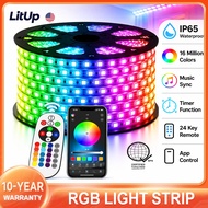 LitUp RGB LED Strip Light 5050 LED Light Strip With App Control Music Sync For Ceiling Room