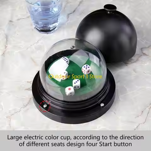 A0KA Electric Dices Roller Dices Automatic Roller Cup with 5 Dices for KTV Pub Bar