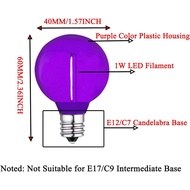 G40 Purple LED Replacement Bulb 1W Light Bulbs Shatterproof Waterproof LED Outdoor String Lights Dec