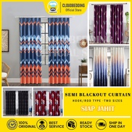 Hook Type Modern Langsir Curtain Semi Blackout Langsir Pintu Door Curtain Langsir Corak Cantik Ready