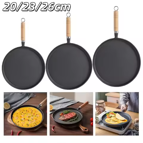 20/23/26cm Cast Iron Frying Pan Uncoated Non Stick Fried Pancake Egg Pot Gas Induction Cooker Kitche