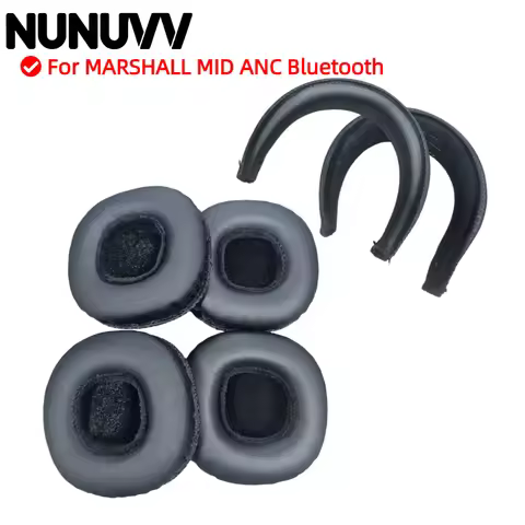 NUNUVV Replacement Earpads For MARSHALL MID ANC Bluetooth Headphones Memory Foam Ear Cushions Earmuf