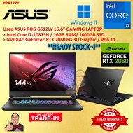 #RG197 Used Asus ROG G512LV Gaming Laptop Intel Core i7-10875H 16GB 1TB SSD Nvidia RTX2060 RTX 2060 