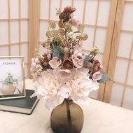 Peony Artificial Flower Bouquet Vintage Bunga Hiasan Rumah Bunga Palsu Silk Rose Autumn Retro Weddin