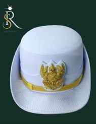 หมวกขาว ข้าราชการหญิง หน้าครุฑ สำหรับใส่กับ ชุดปกติขาวข้าราชการ (พร้อมซองหมวกกันเปื้อน)