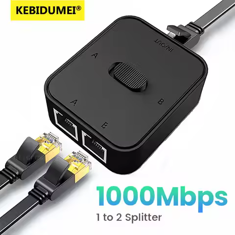 1000Mbps RJ45 Switcher Adapter 2Port Gigabit Connector 2 In 1 Out/1In2 Out External Network Switcher