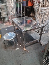 Bàn inox chân xếp   kích thước 50cm x 90cm với chiều cao 50cm và 75cm