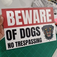 Beware of dogs no trespassing a4 sintra board signage
