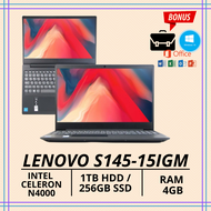 PROMO LAPTOP MURAH LENOVO S145-15IGM - INTEL CELERON N4000 - 1TB HDD / 256GB SSD / 512GB SSD ) - RAM 4GB - 15.6" HD - NEW - LAPTOP PELAJAR - LAPTOP PEKERJA