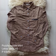 KEMEJA Puzzle Huzzle shirt top preloved long-sleeved shirtWanita