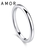 AMOR 2mm Tungsten Wedding Bands Ring for Women Silver Polished Engagement Rings Size 4-13