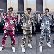 Tears Cactus Tears Wreath Denim Long Sleeve Clothing Set Men's Shirt Set, PLV Men's short sleeve Set