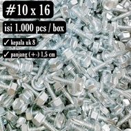 Skrup Baja Ringan 10 X 16 / Sekrup Baja Ringan 10 X 16 - Per Pak = 100
