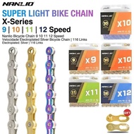 Nanlio X-Series Bicycle Chain 9 10 11 12 Speed Full Hollow Ultra-light 116L MTB Road Bike Chain Gold