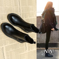 Nini35-43 Code Large Size 41 รองเท้าบู๊ทส์ข้อสั้นสไตล์อังกฤษ