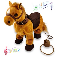 Haktoys Walk Along Horse with Remote Control Leash, Dancing Singing Walking Musical Pony Pet, Realis