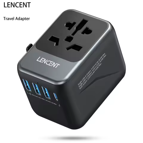 LENCENT Universal Travel Adapter International Charger with 3 USB Port 1Type-C PD Charging Adapter f