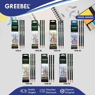 GREEBEL Wooden Pencils B, 2B, 3B, 4B, 5B, 6B, and 7B 7018 (12PCS/SET) / School Exam Writing Pencils 